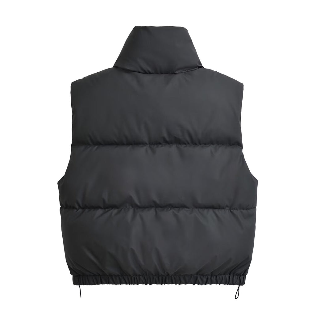 Women's short standing collar cotton vest