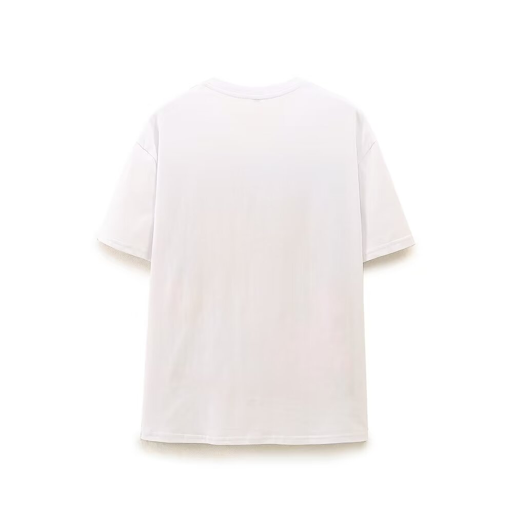 Letter printed T-shirt women's short sleeved O-neck loose T-shirt 2026 summer casual T-shirt