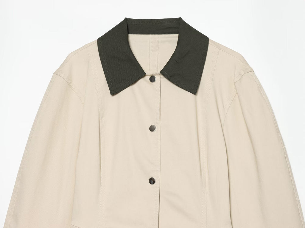 Women's contrasting collar Short skirt style hem jacket Coat
