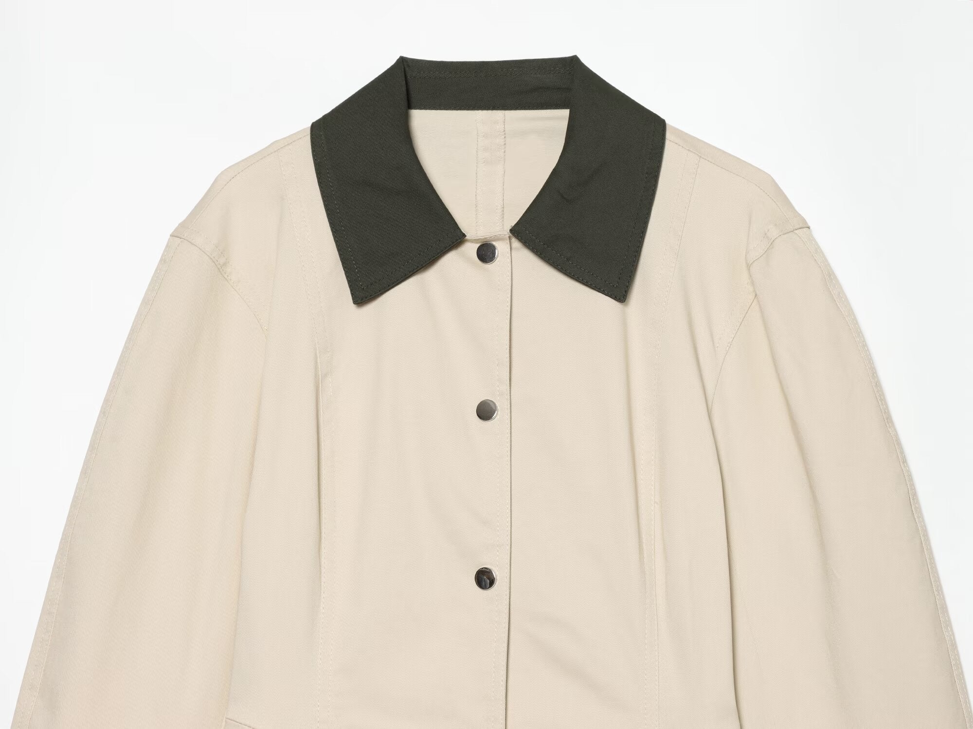 Women's contrasting collar Short skirt style hem jacket Coat
