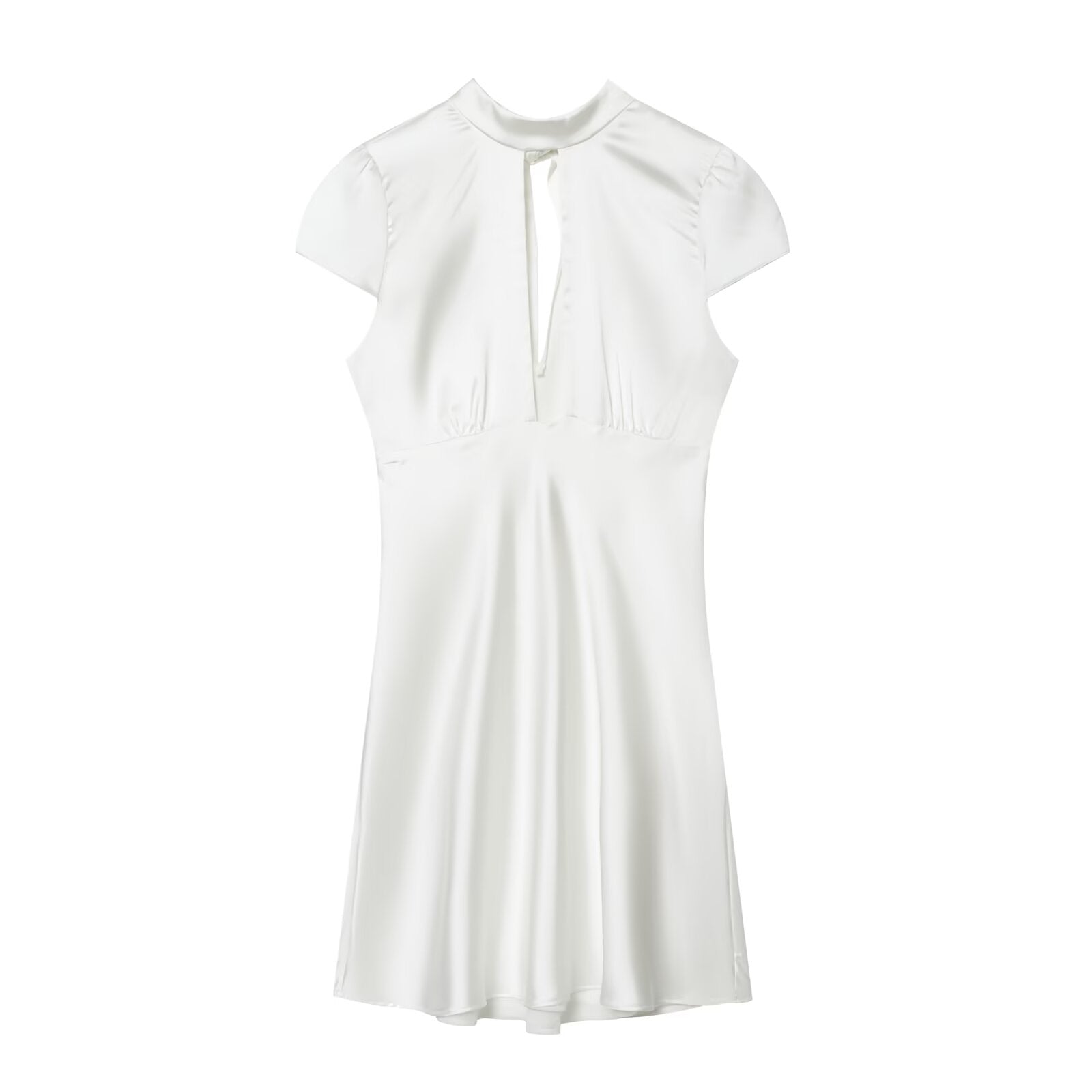 Women's opening design satin texture mini dress