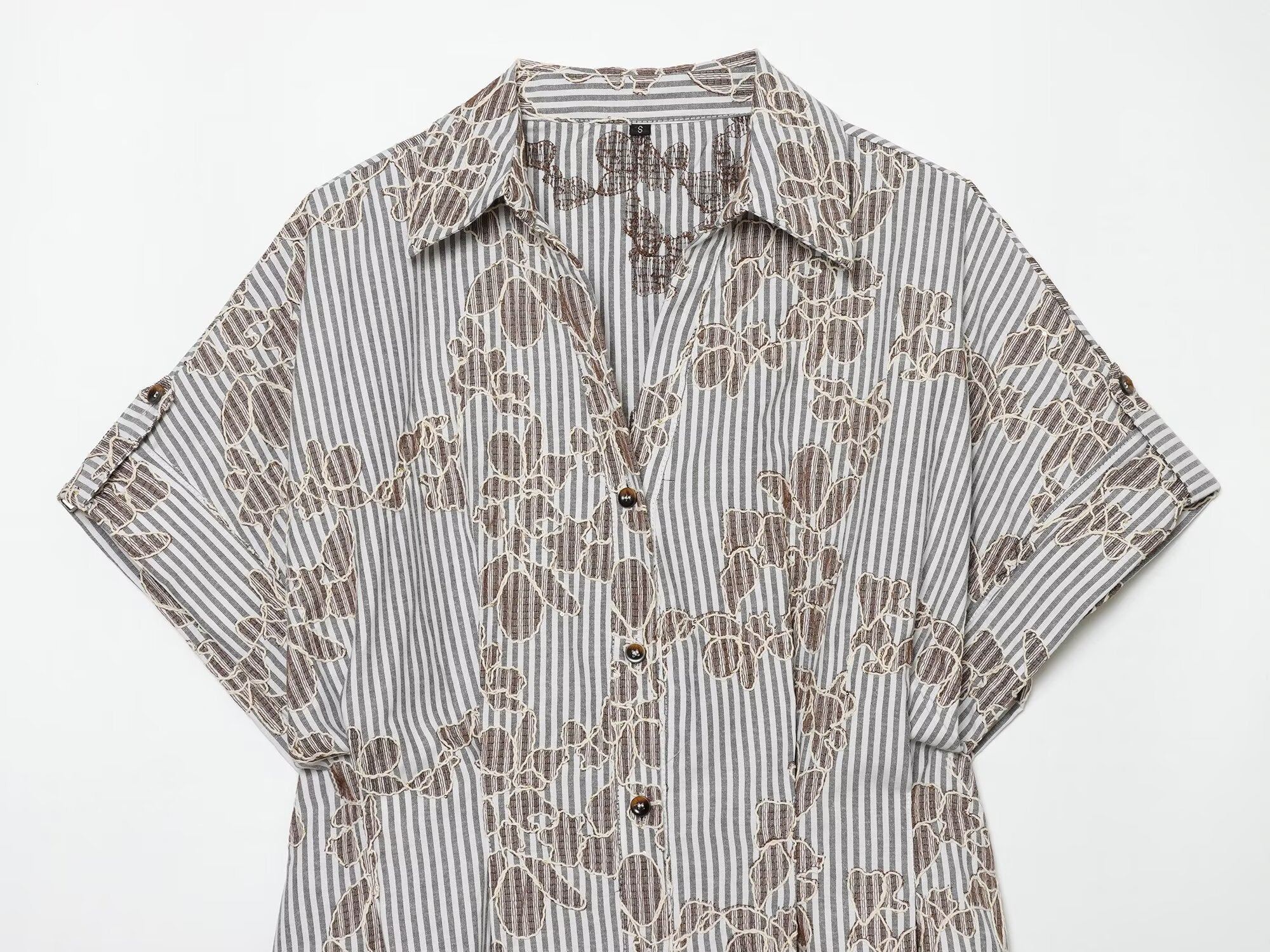 Women's beaded embroidered short shirt