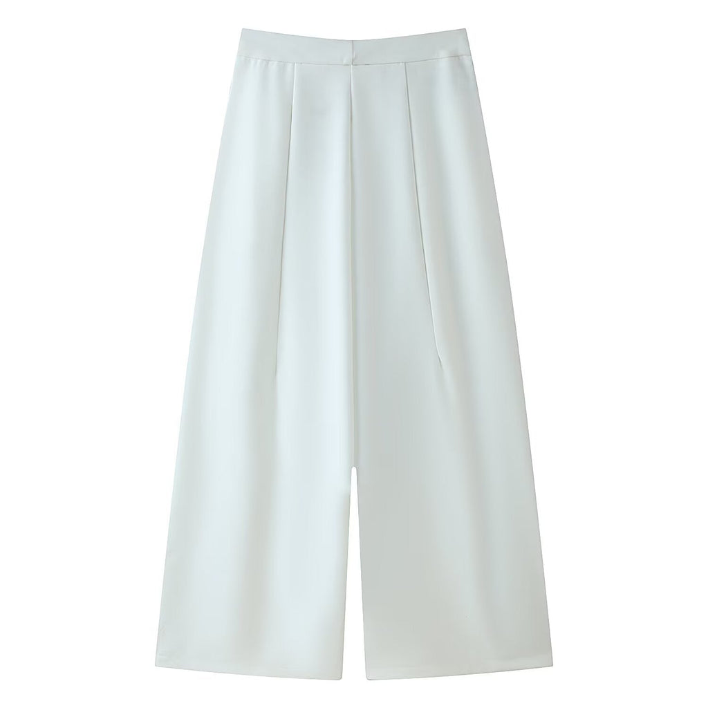 Women's new casual loose zipper pleated trousers