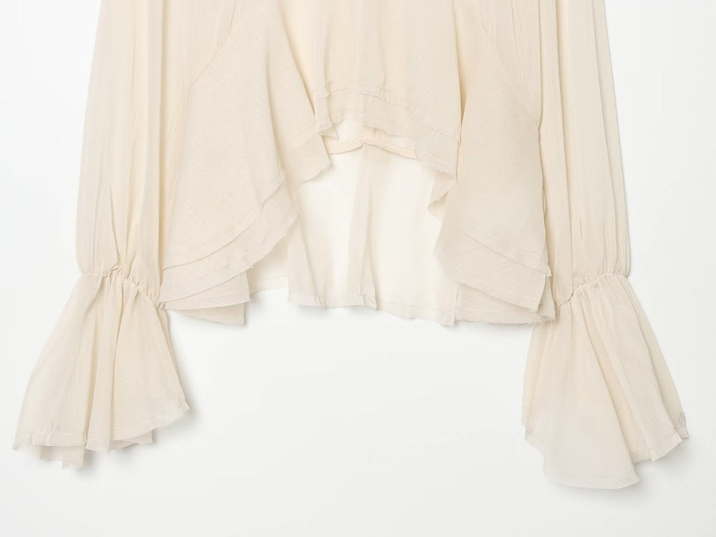 Women's layered decorative semi transparent top
