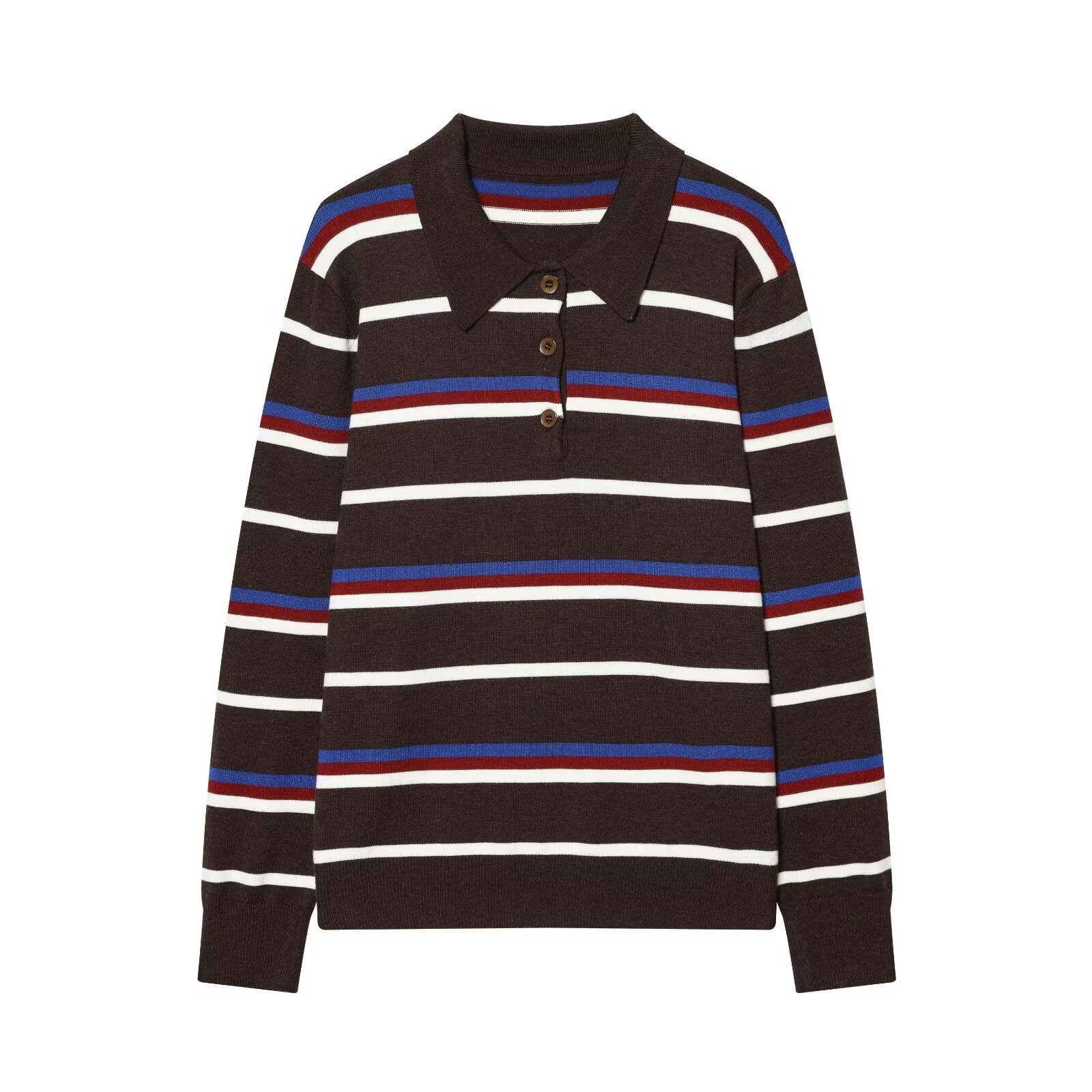 Women's comfortable striped knitted polo shirt