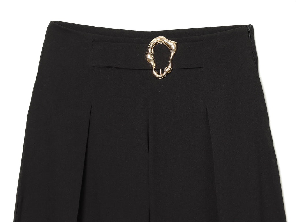 Women's buckle decoration casual bucket pants
