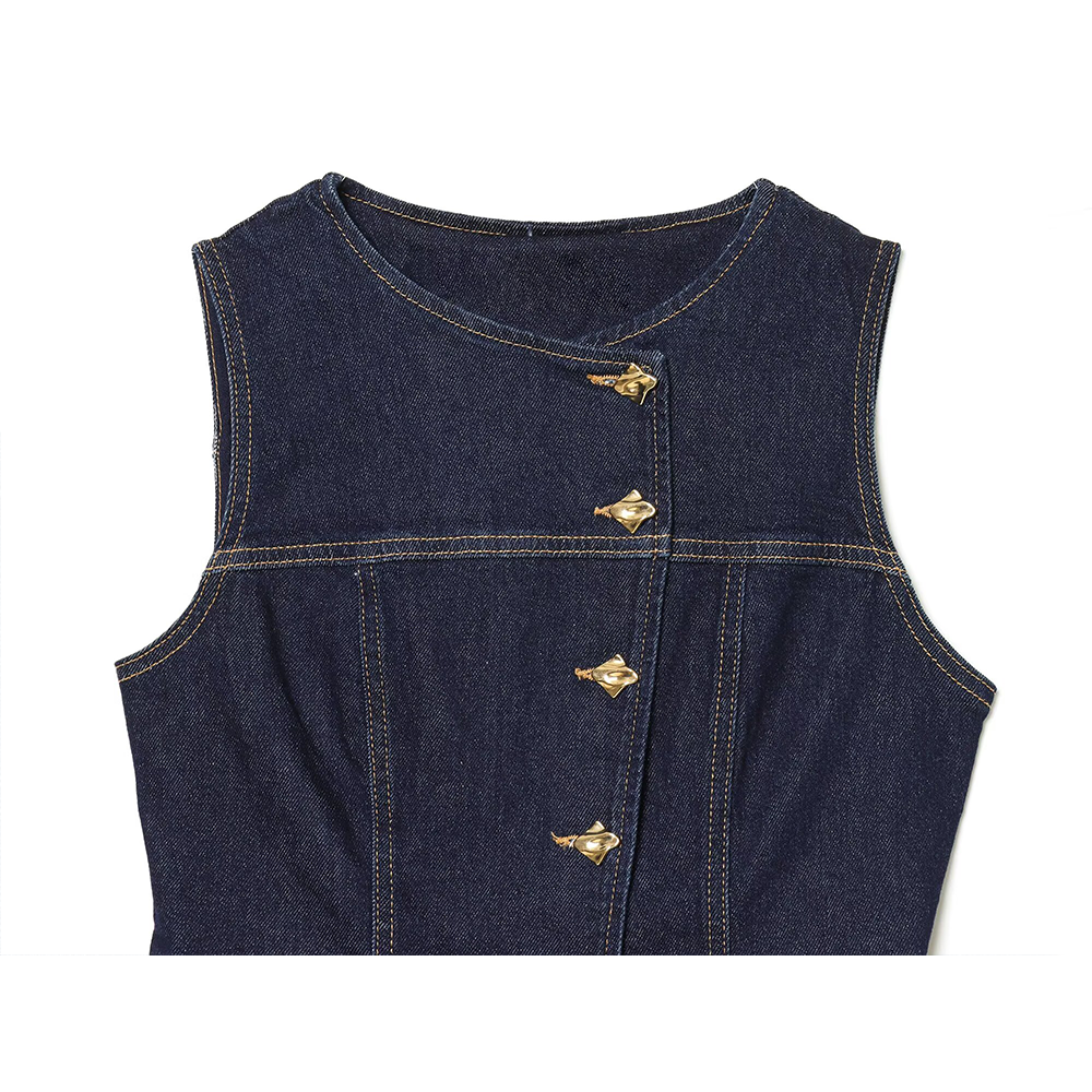 Women's slim single breasted denim vest