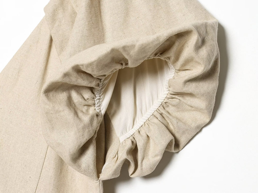 Women's Bubble sleeve Linen Blend Midi Dress