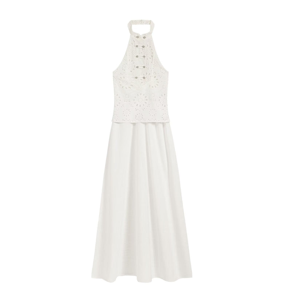 Women's hollowed out embroidered patchwork dress