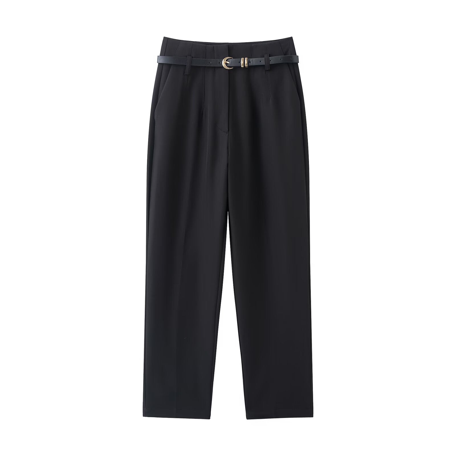 Women's With Belt casual straight high waisted pants