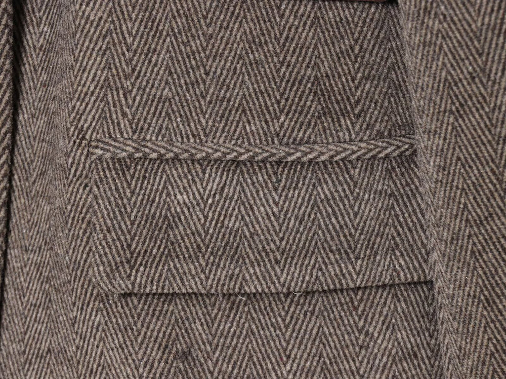 Women's with Belt herringbone diagonal Blazer Coat