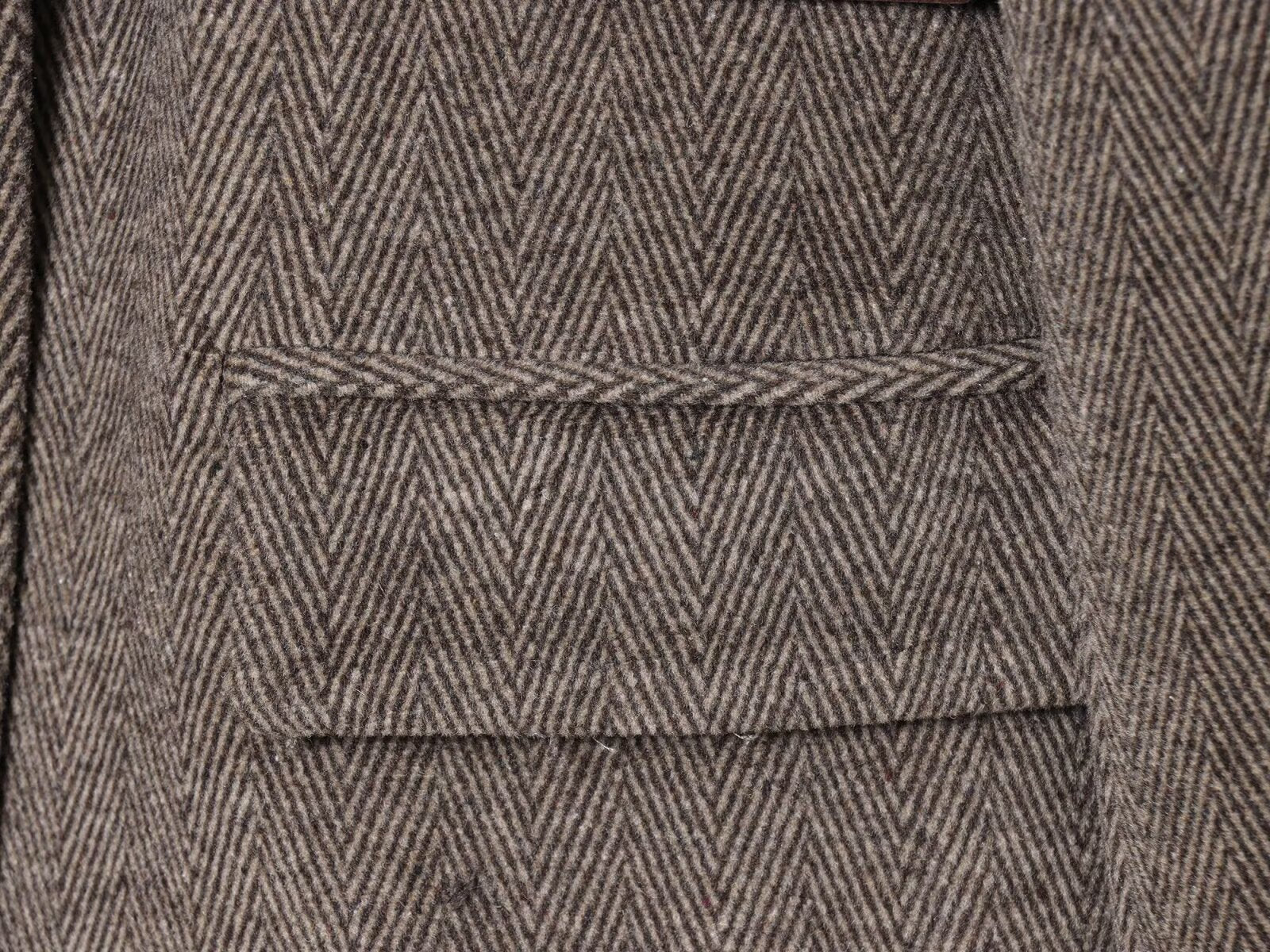 Women's with Belt herringbone diagonal Blazer Coat