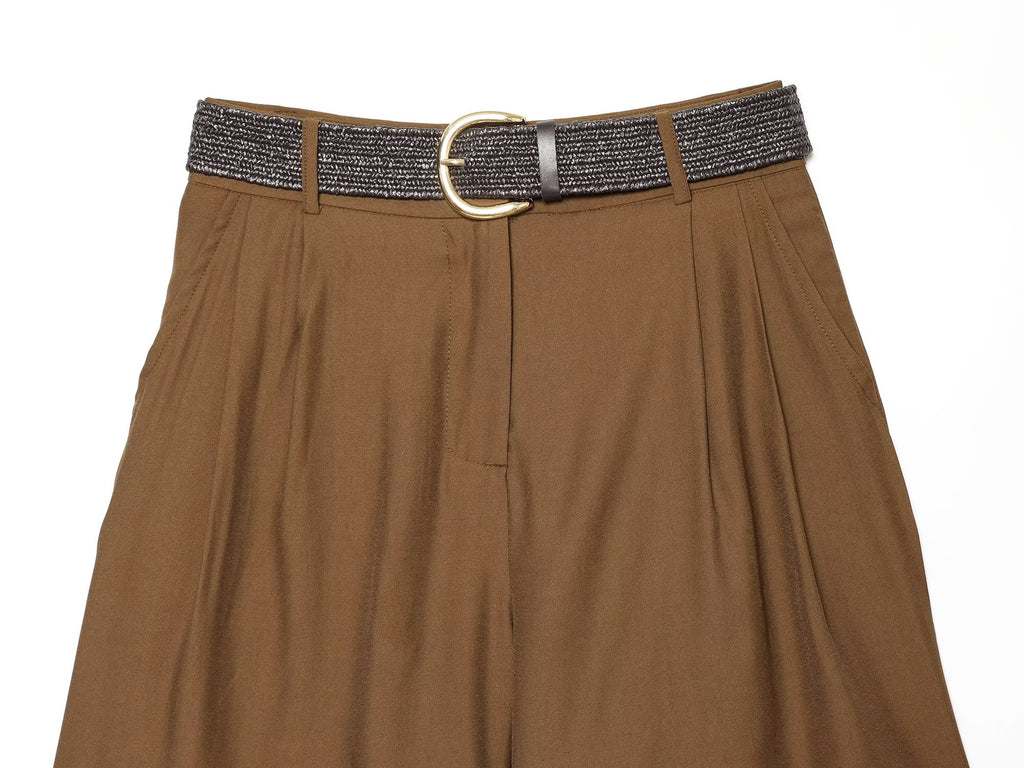 Women's With Belt pleated casual shorts
