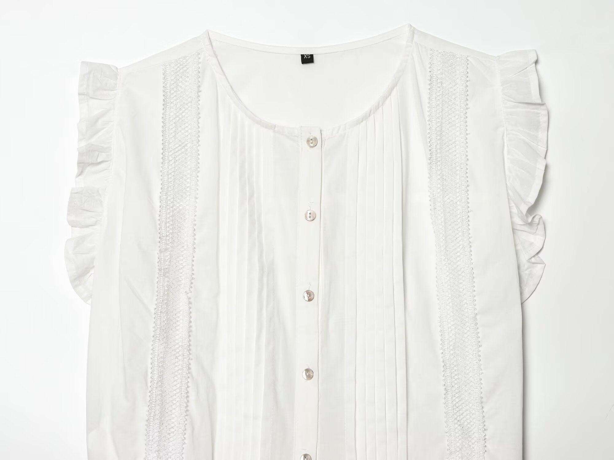 Women's vertical lace decoration sleeveless shirt
