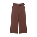 Women's rolled hem design casual With Belt pants