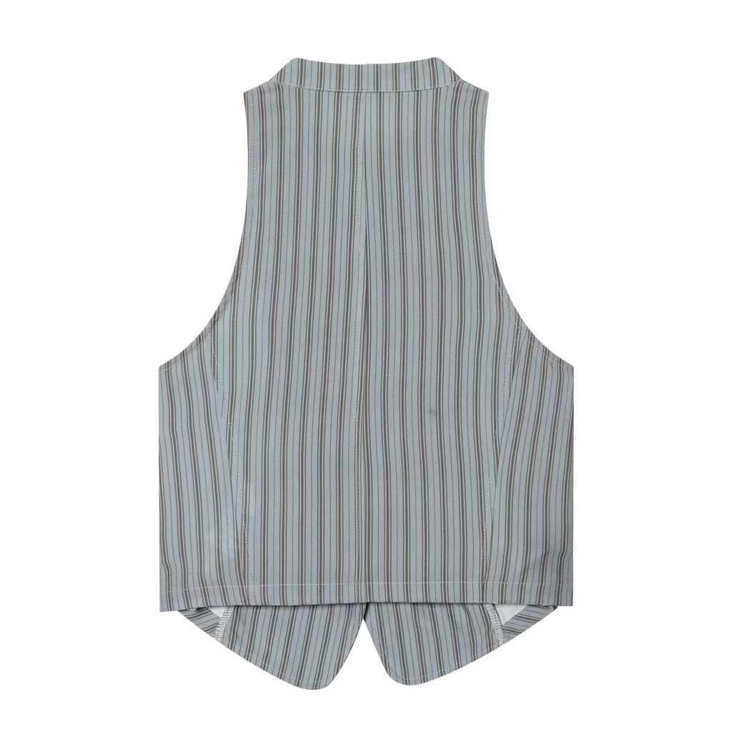 suit Women's 2 pieces sleeveless striped vest+Pants