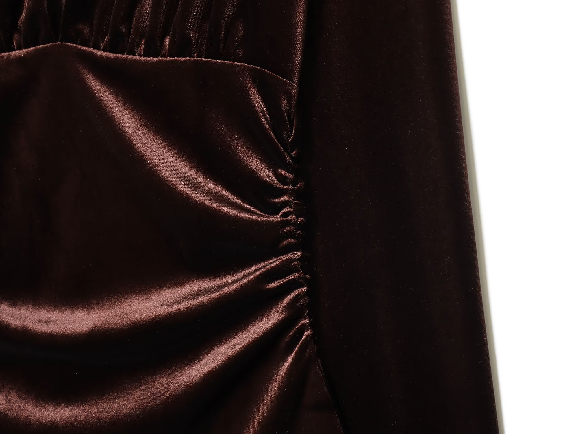 Women's slim V-neck velvet Midi dress