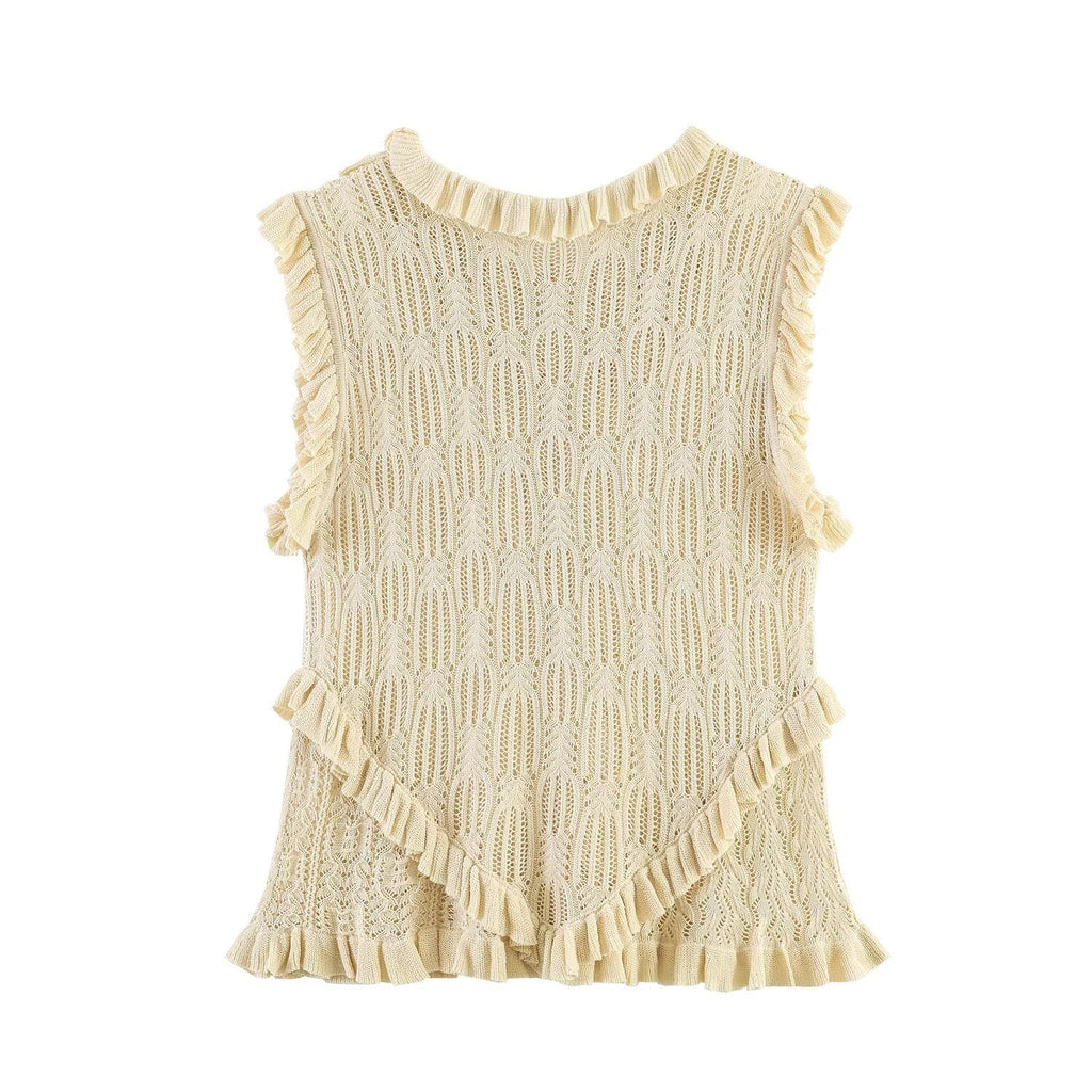 Women's layered decorative O Neck sleeveless top