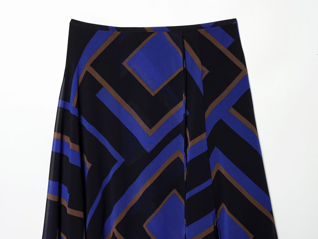 2026 Women's printed asymmetrical MIDI skirt