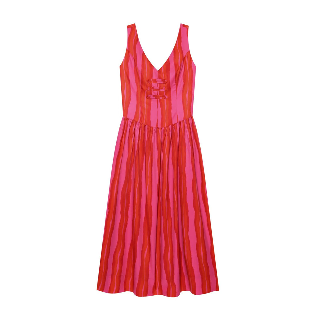 Women's rope knot decorative striped dress