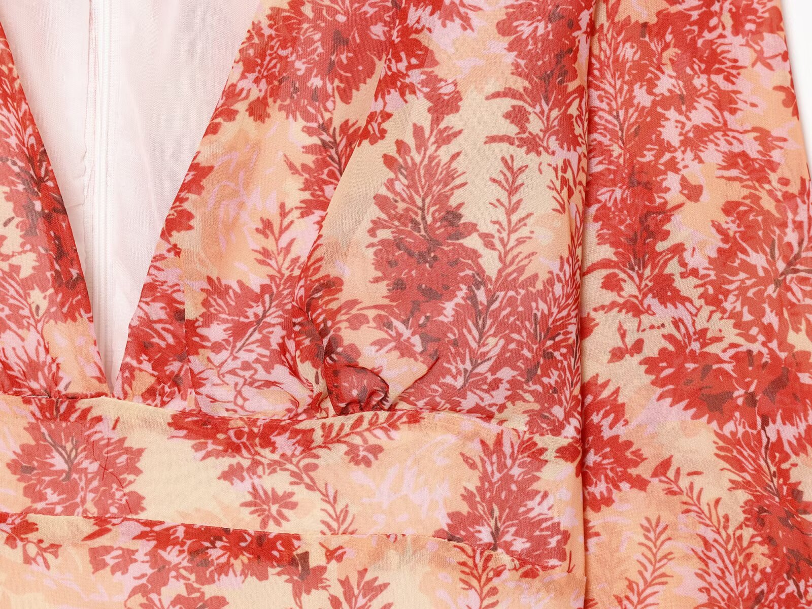 Women's V-neck printed ruffle mini dress