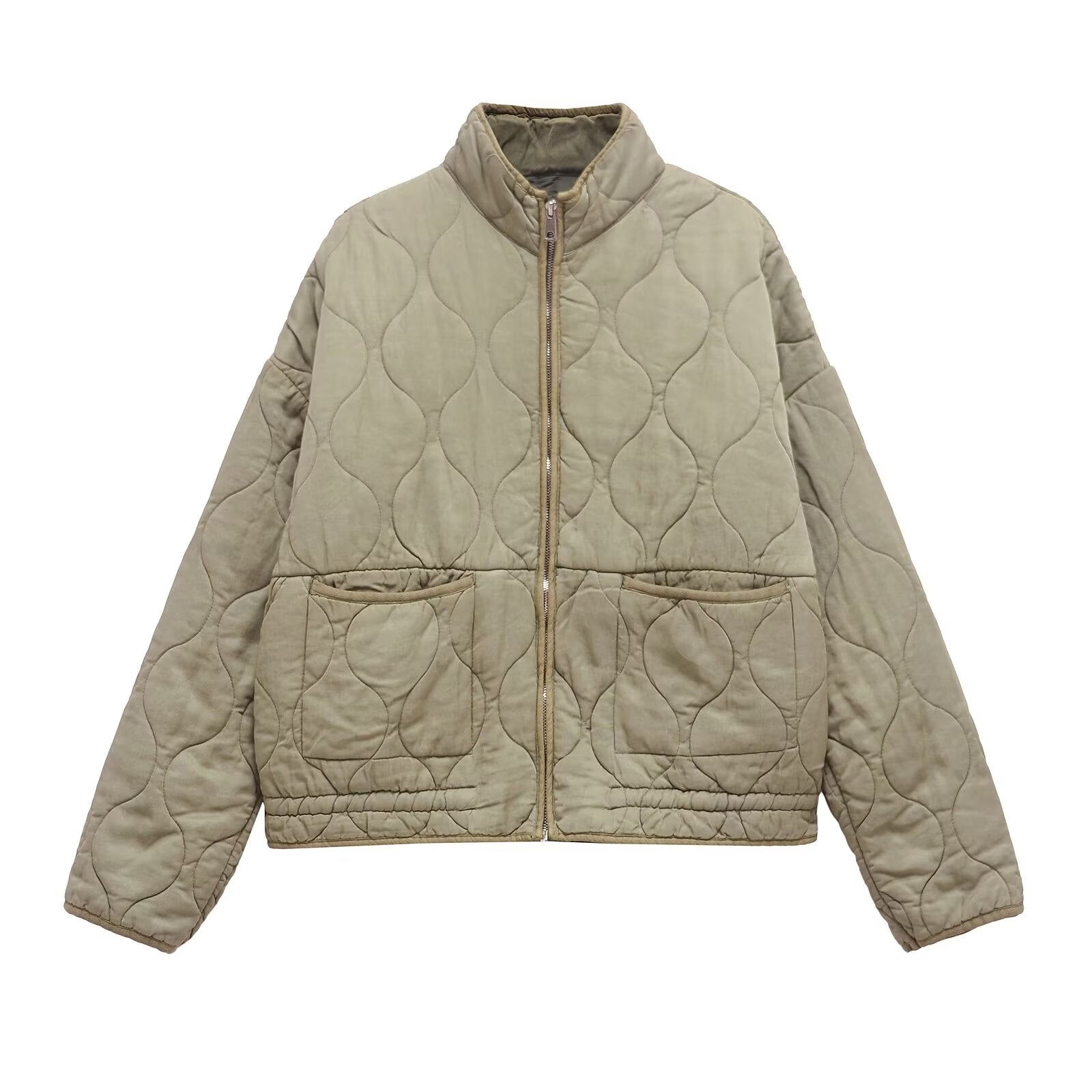 Women's loose standing collar warm cotton Coat