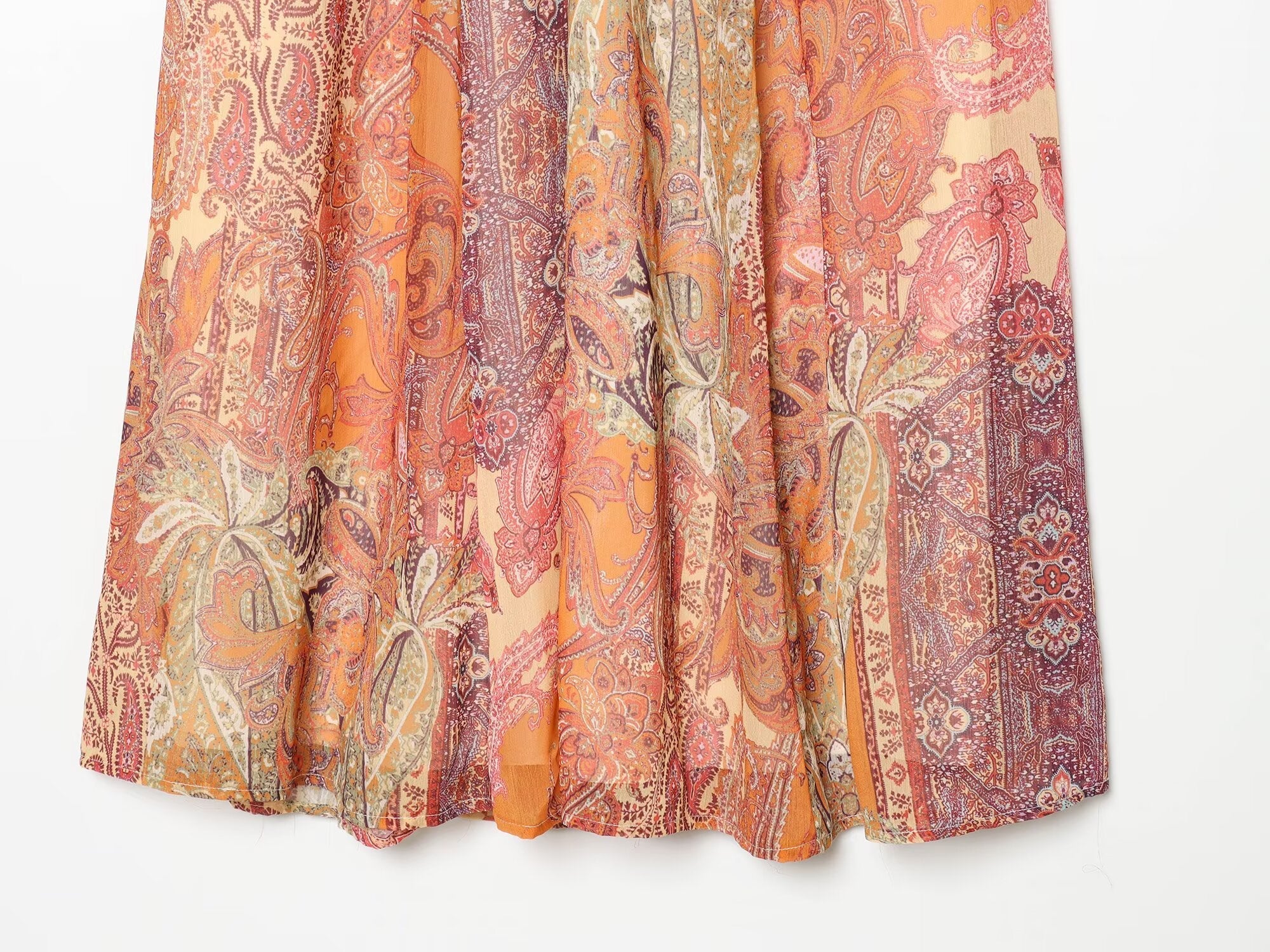 Women's With Belt Printed Midi Skirt