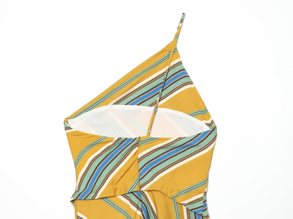 Women's asymmetrical striped MIDI dress