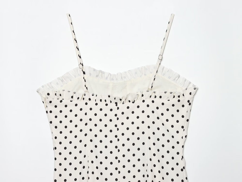 Women's tight corset style polka dot MIDI dress