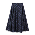 Women's retro plaid patchwork MIDI skirt