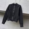 Women's new zipper knitted round neck long sleeve coat
