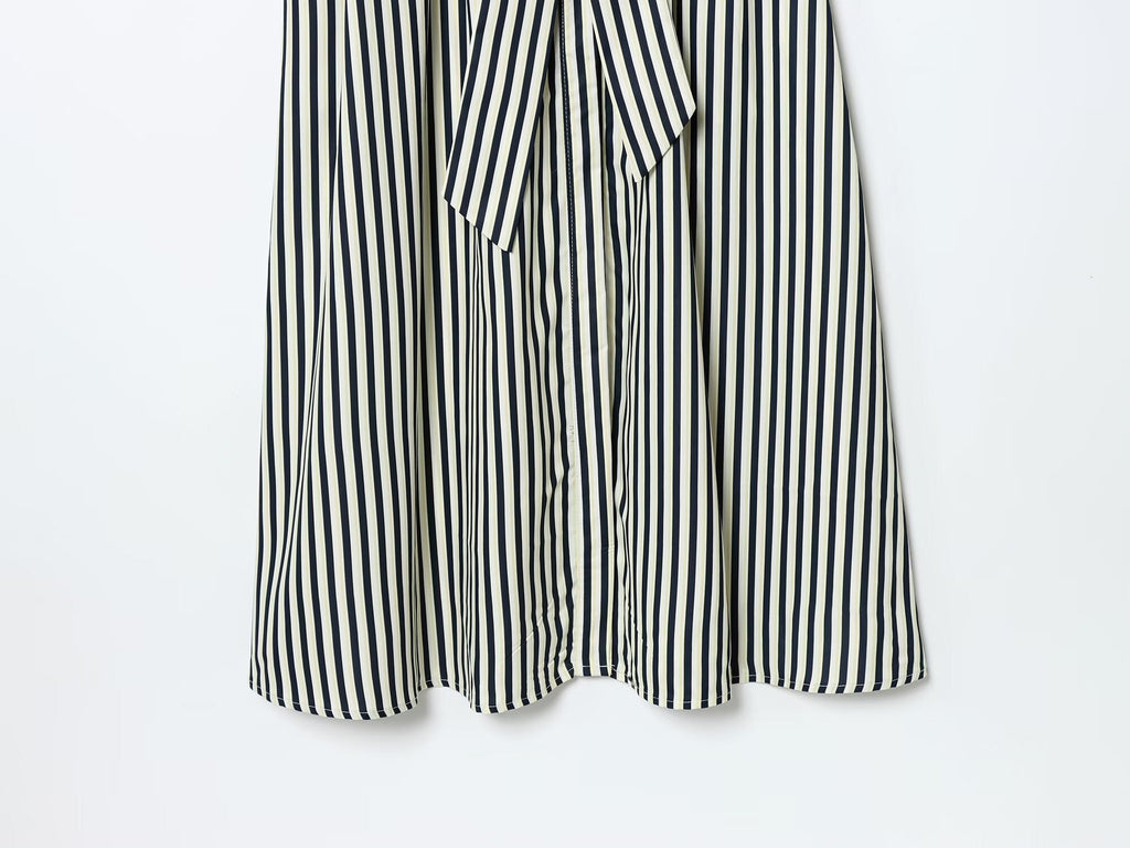Women's with Belt shirt style poplin striped dress