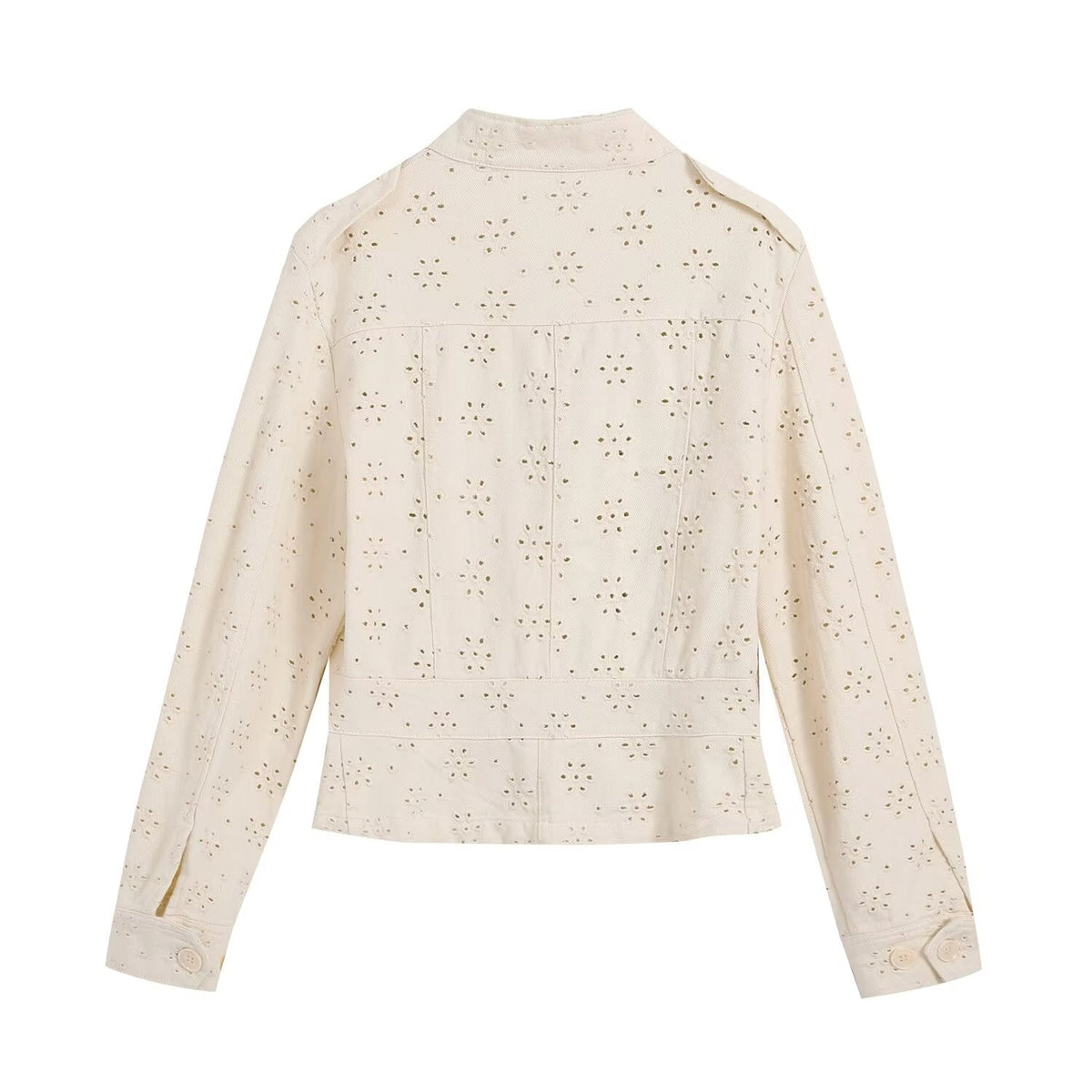 Women's flip pocket decoration hollow jacket Coat