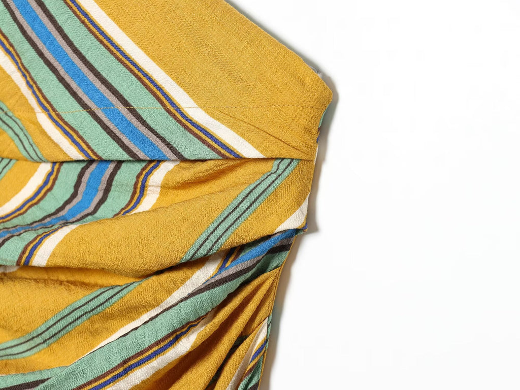 Women's asymmetrical striped MIDI dress