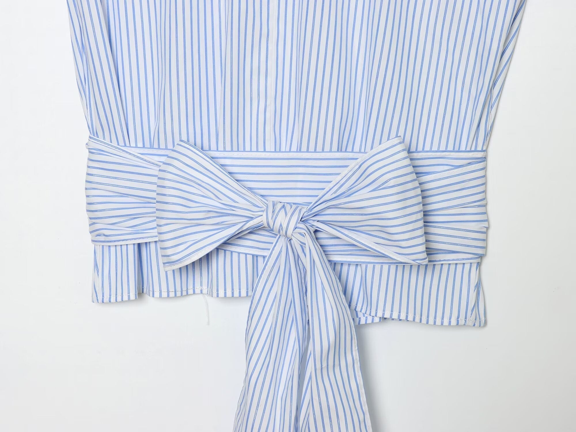 Women's metallic line decorative striped top