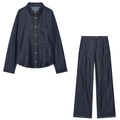 suit Women's 2 pieces loose Lapel denim shirt+Jeans