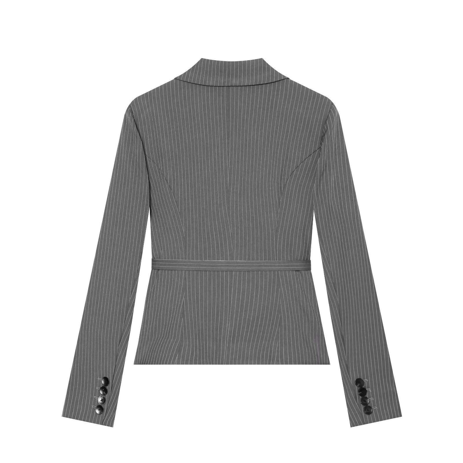 Women's with Belt striped lapel Blazer Coat