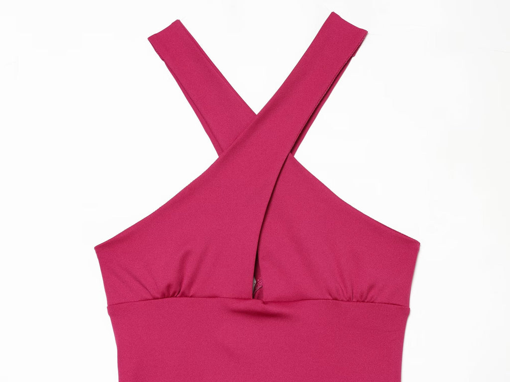 Women's sexy sleeveless draped MIDI dress