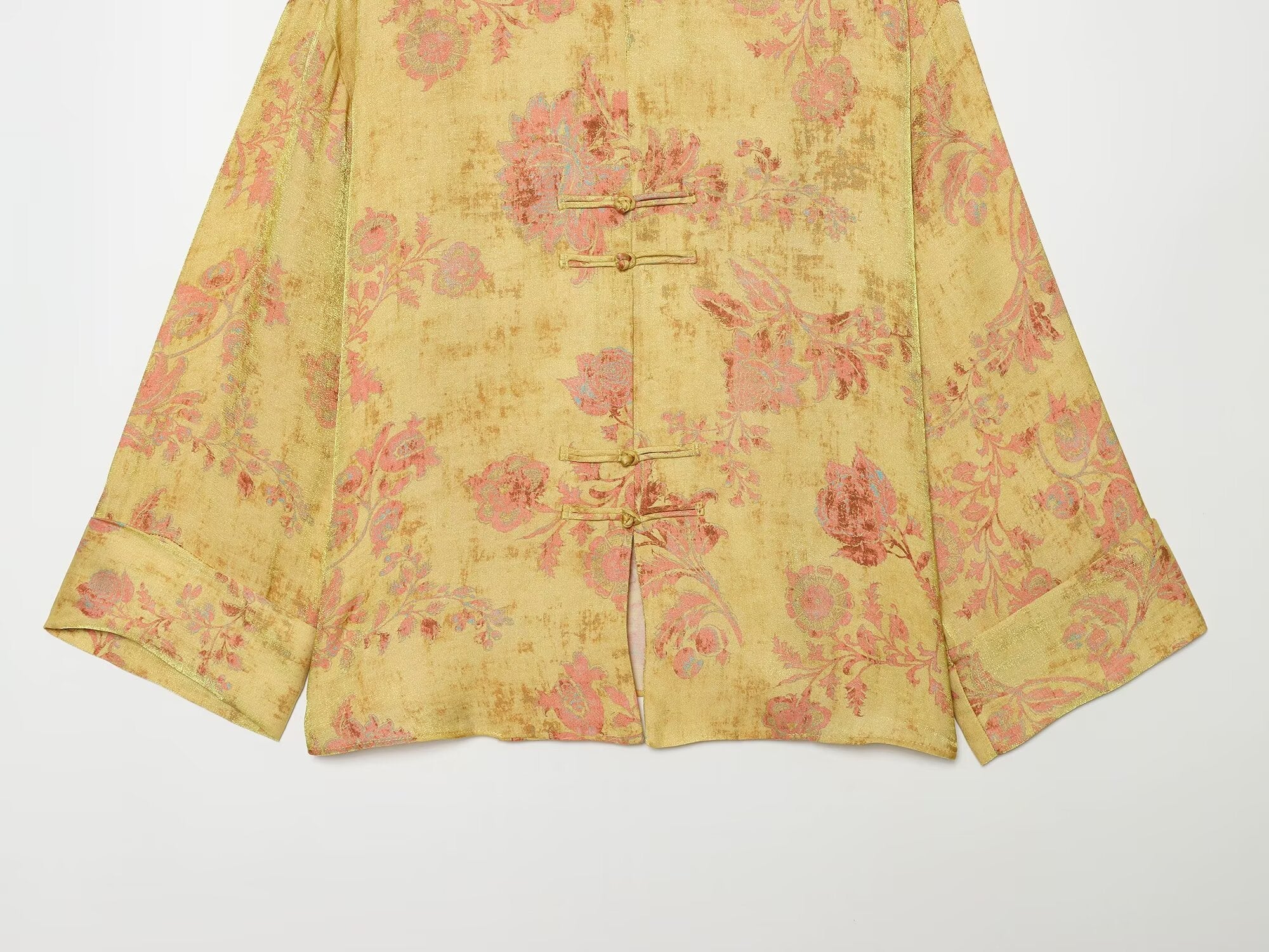 suit Women's 2 pieces Rope knot buckle decorative printed shirt+pants