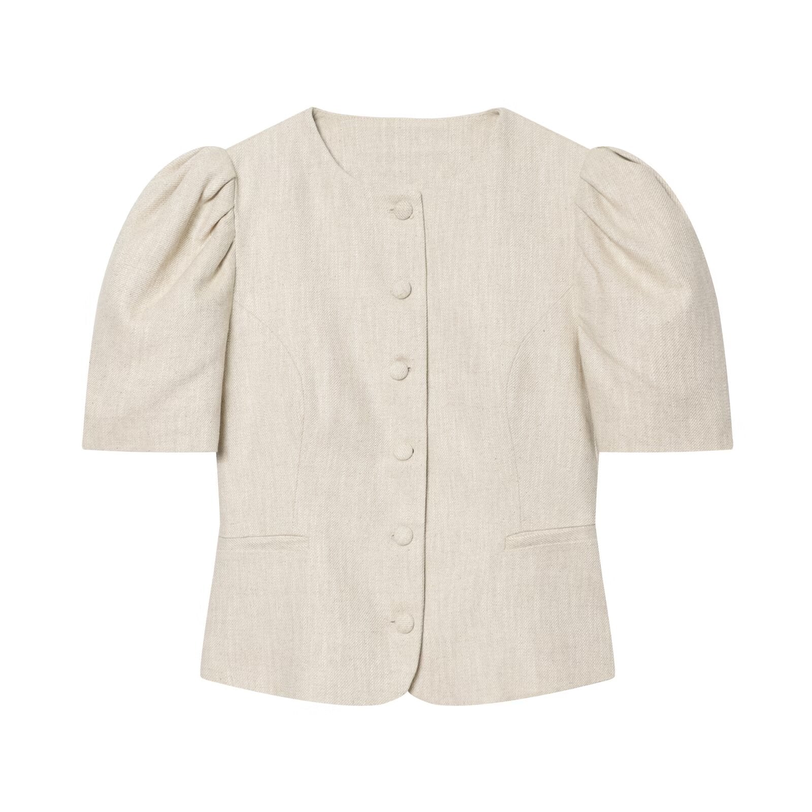 Women's bubble short sleeved slim Blazer Coat