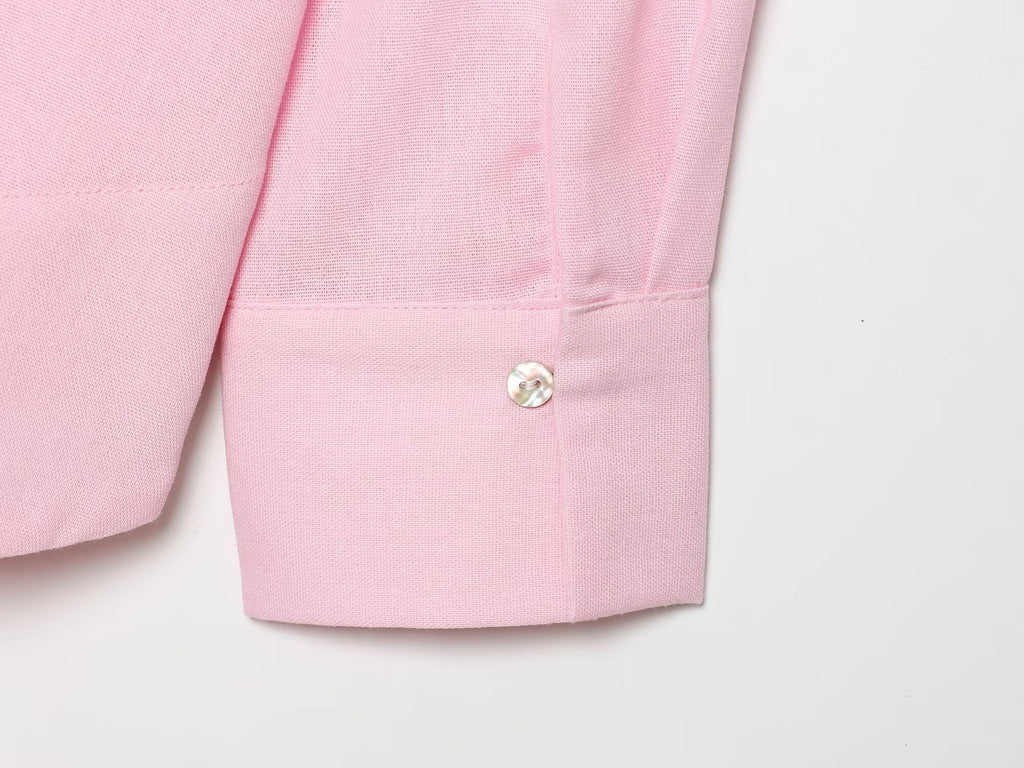 Women's loose Lapel linen blend shirt
