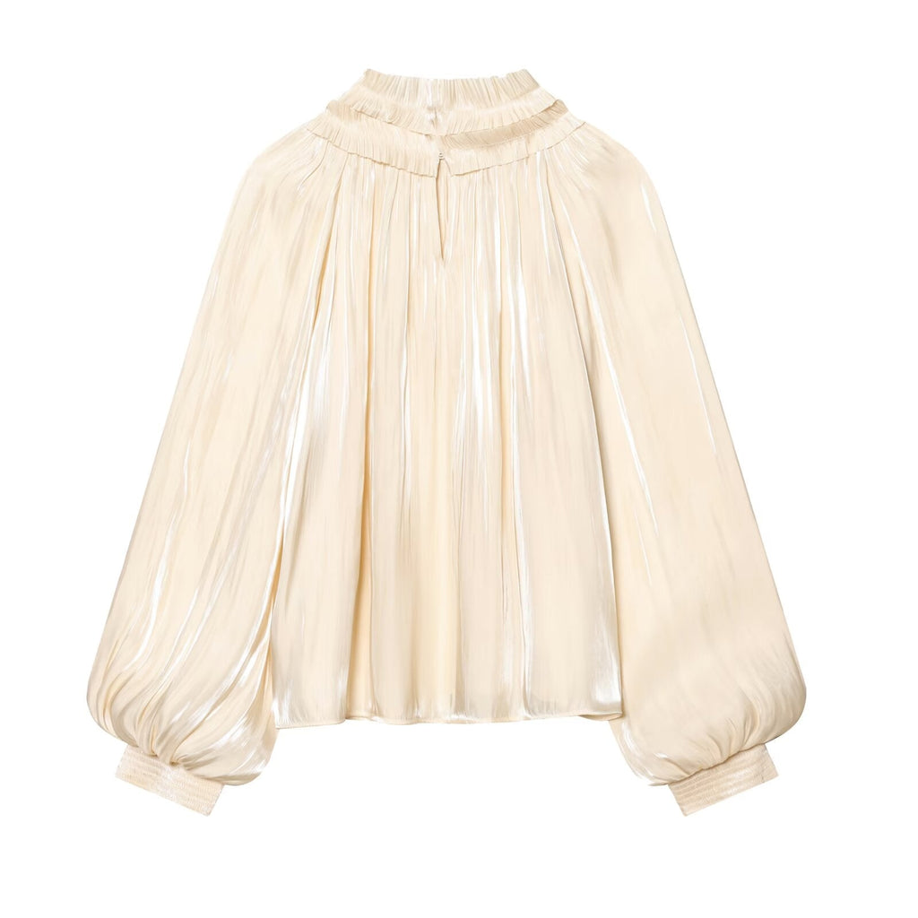 Women's casual shiny satin textured shirt