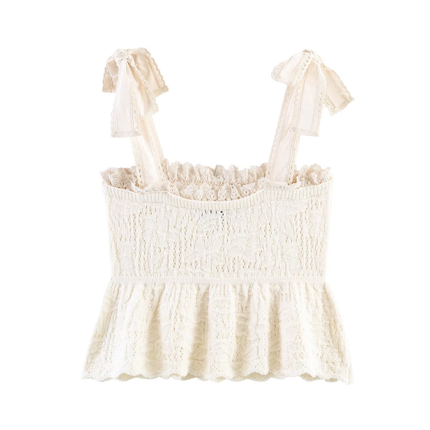 Women's bow decoration knitted top