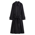Women's new fashion with Belt black Long style windbreaker Coat