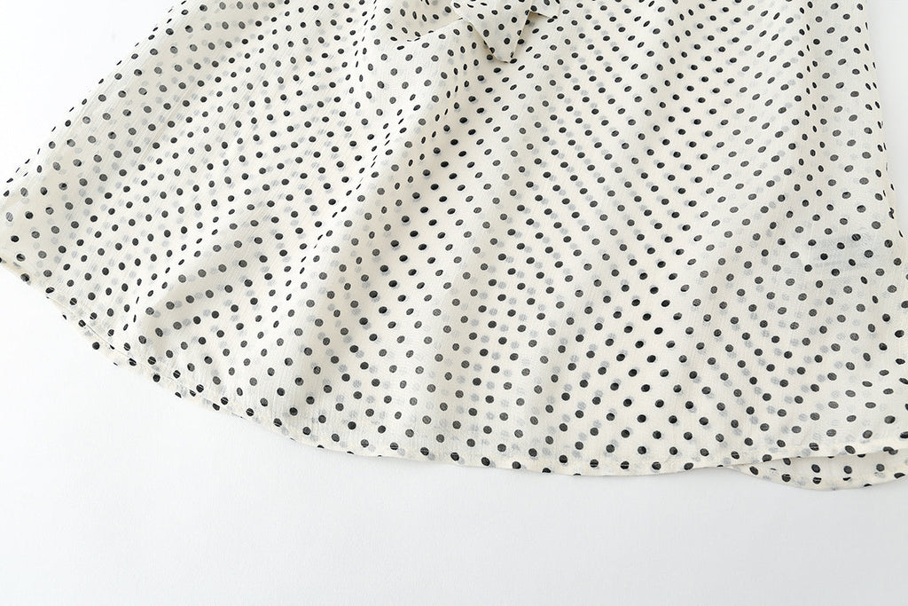 Women's bow decoration polka dot shirt