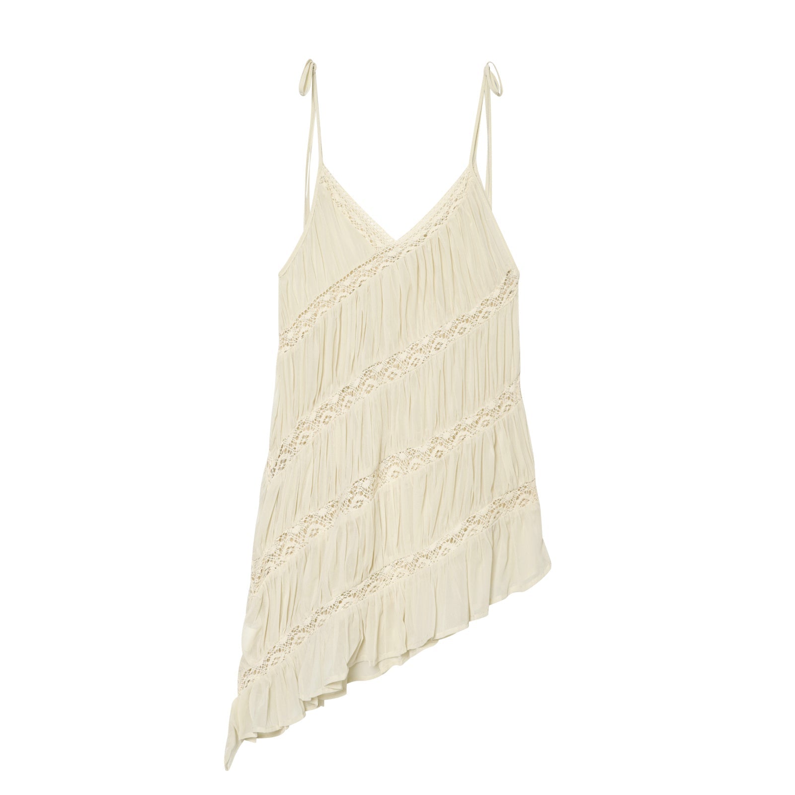 Women's pleated asymmetrical suspender top