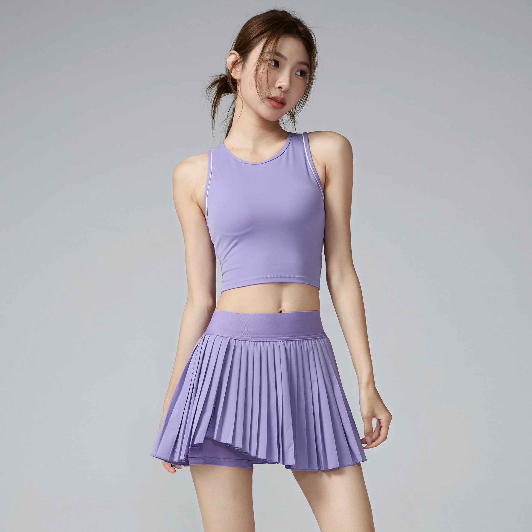 Women's new quick-drying vest pleated skirt fitness suit