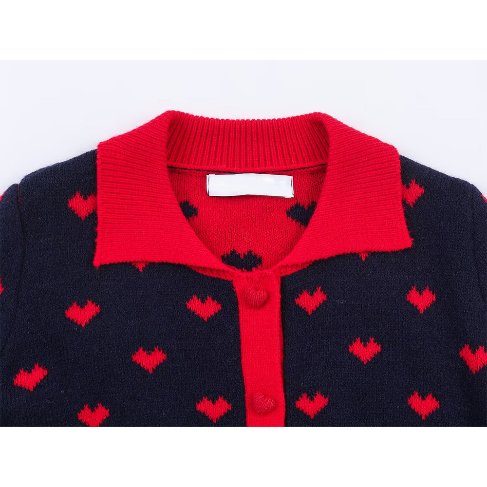 Women's short heart-shaped jacquard knitted Coat