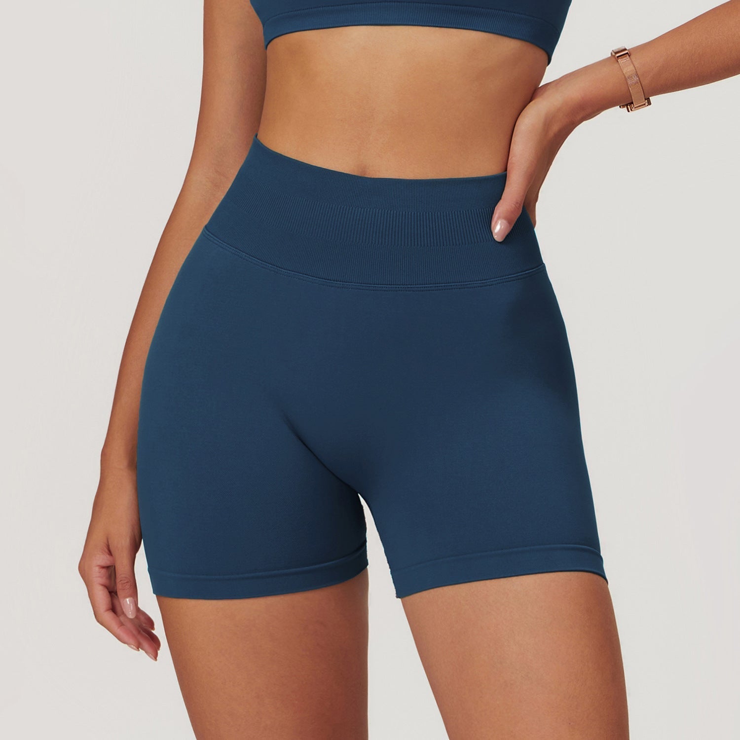 Women's New Fashion Seamless Yoga Breathable Sports Vest Seamless High Waist Yoga Shorts