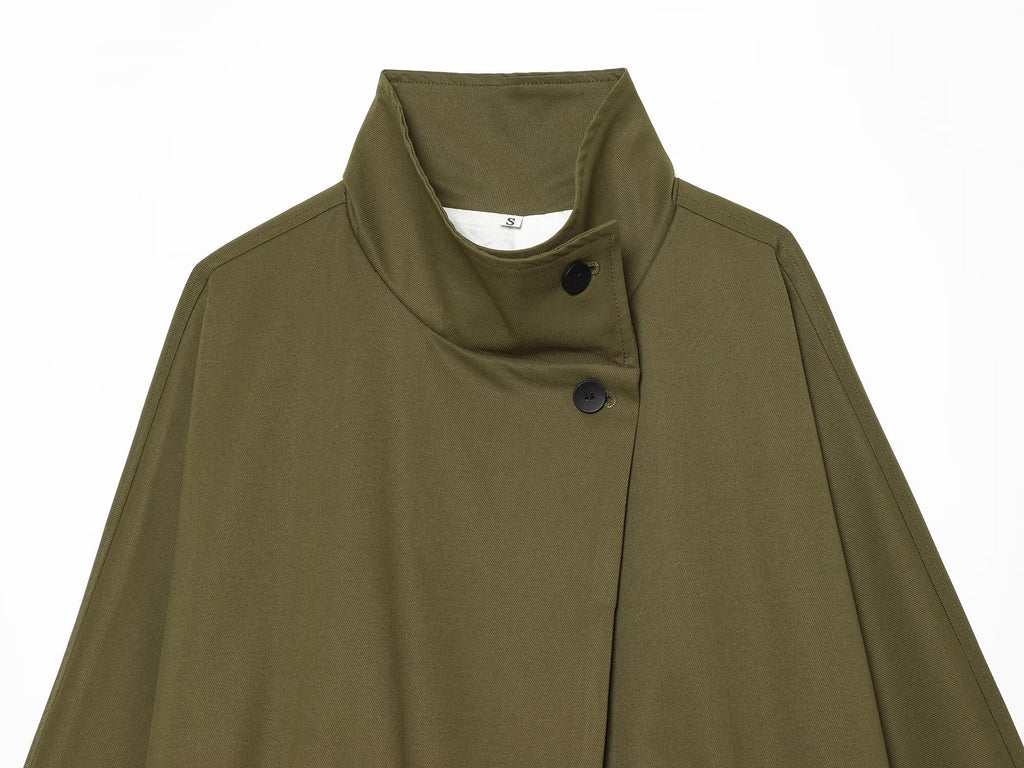 Women's lace up design loose parka Coat